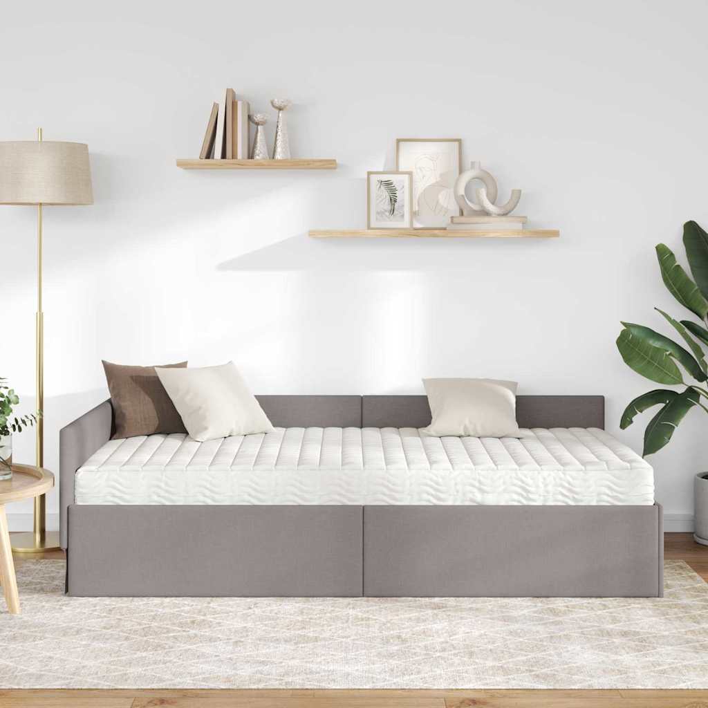 Cadre de lit d'angle avec matelas Autre 2 pcs Taupe tissu - XIOS