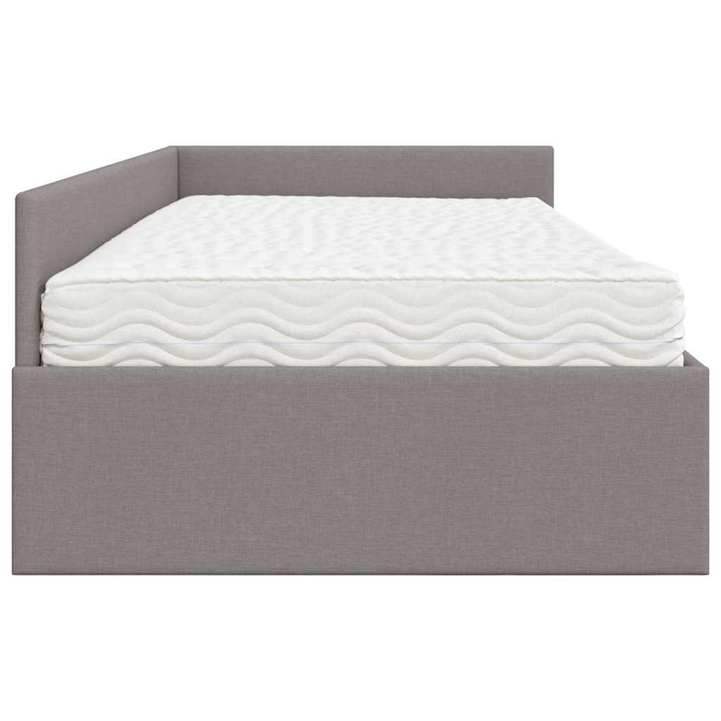 Cadre de lit d'angle avec matelas Autre 2 pcs Taupe tissu - XIOS