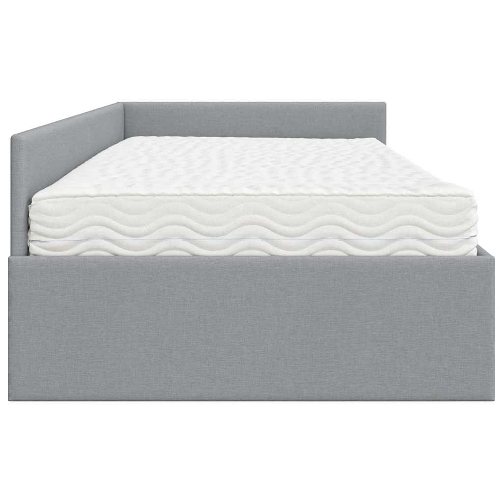 Cadre de lit d'angle avec matelas Autre 2 pcs Gris clair tissu - XIOS