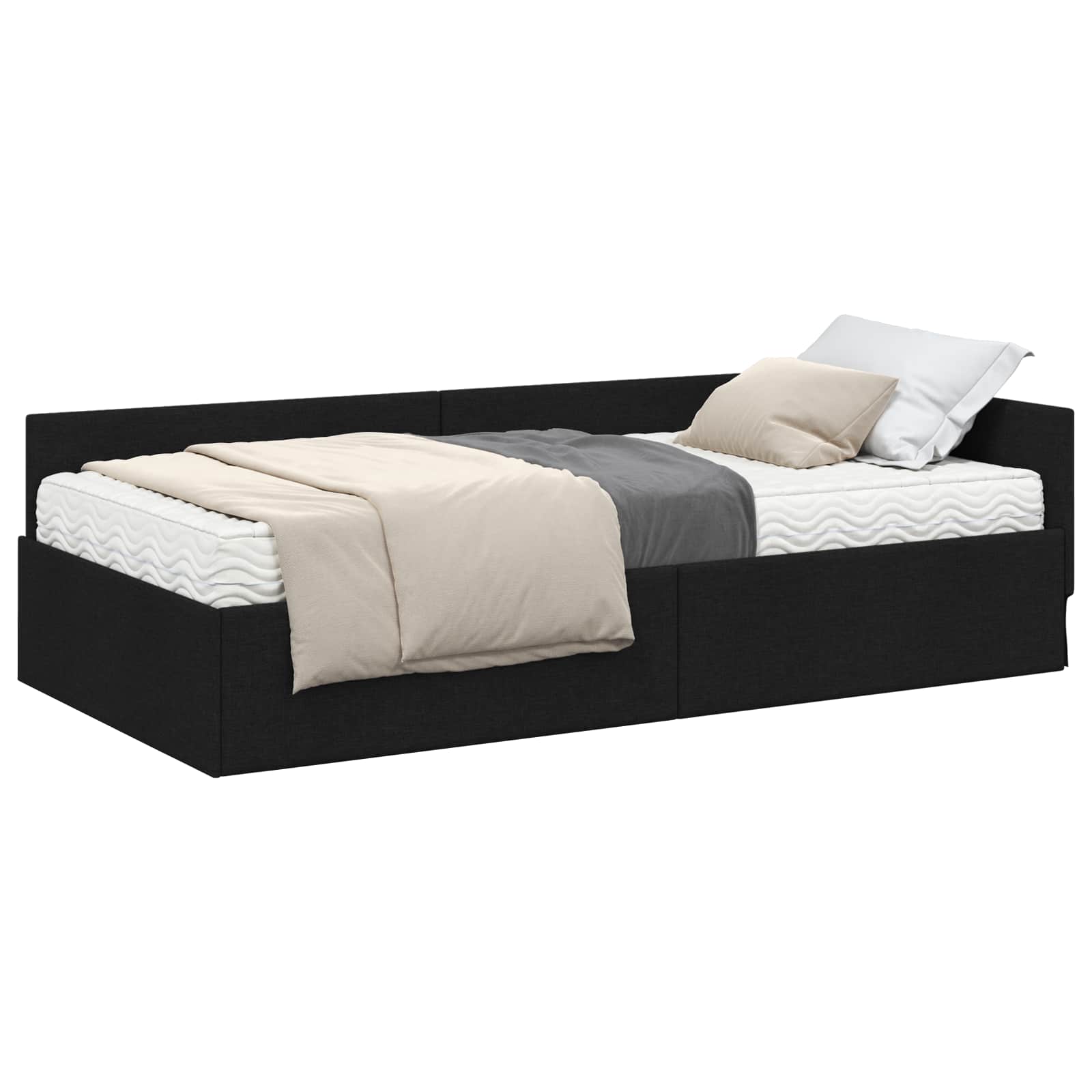 Cadre de lit d'angle avec matelas Autre 2 pcs Vert tissu - XIOS