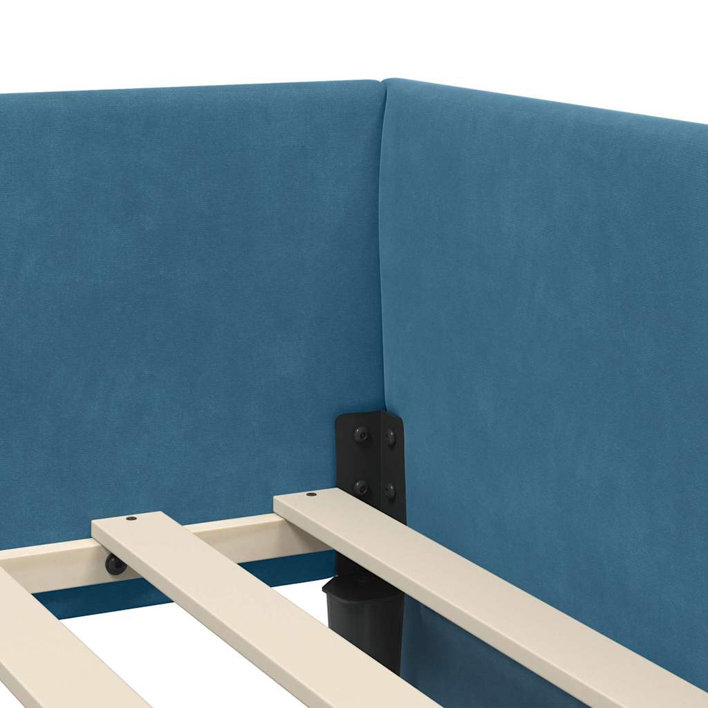 Cadre de lit d'angle avec matelas Autre 2 pc Bleu Velours