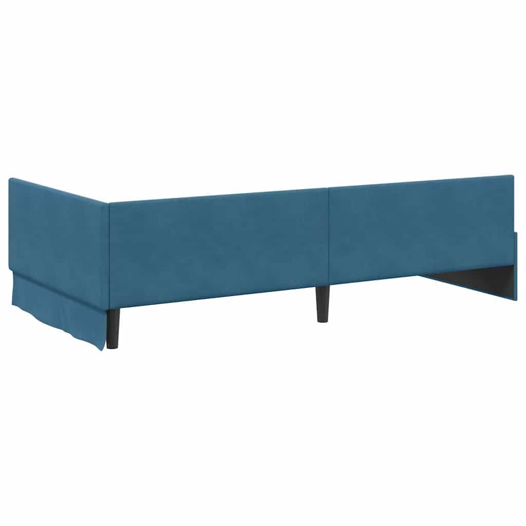 Cadre de lit d'angle avec matelas Autre 2 pc Bleu Velours