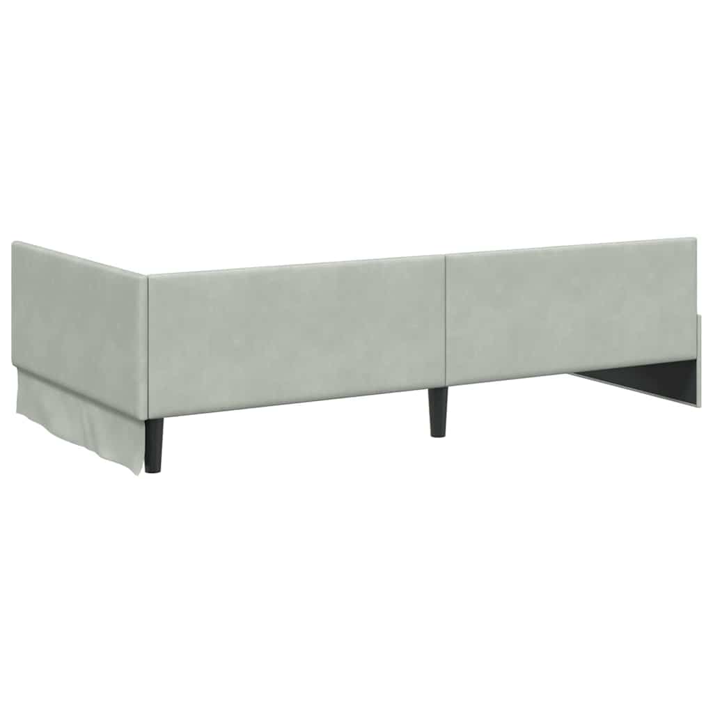 Cadre de lit d'angle avec matelas 2 pcs Gris clair Velours - XIOS