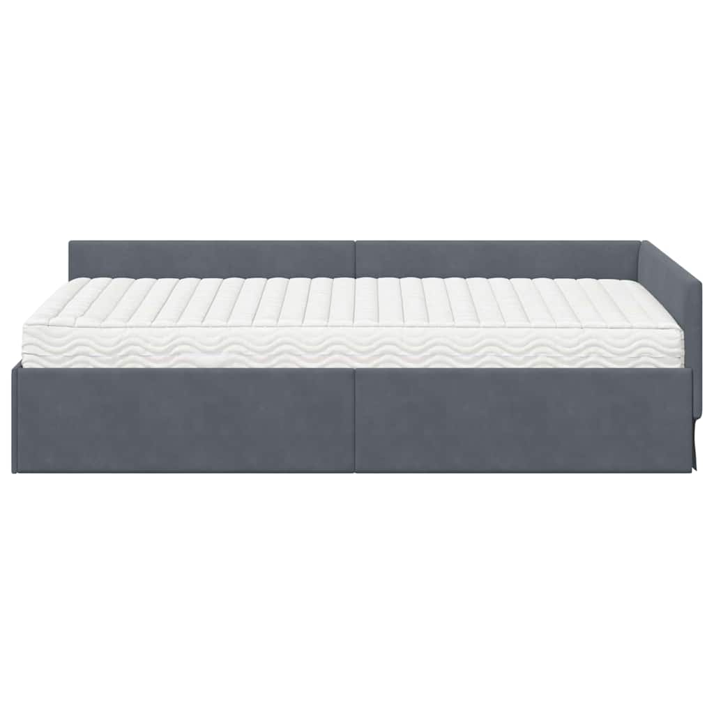 Cadre de lit d'angle avec matelas Autre 2 pcs Gris Velours - XIOS
