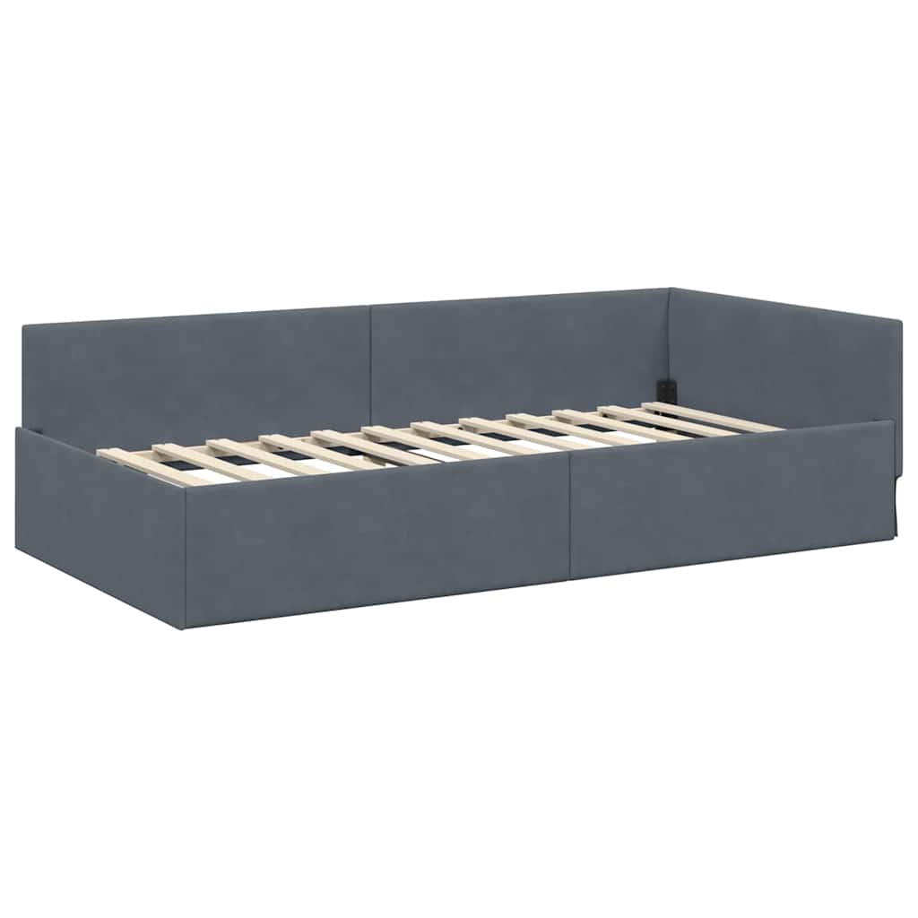 Cadre de lit d'angle avec matelas Autre 2 pcs Gris Velours - XIOS