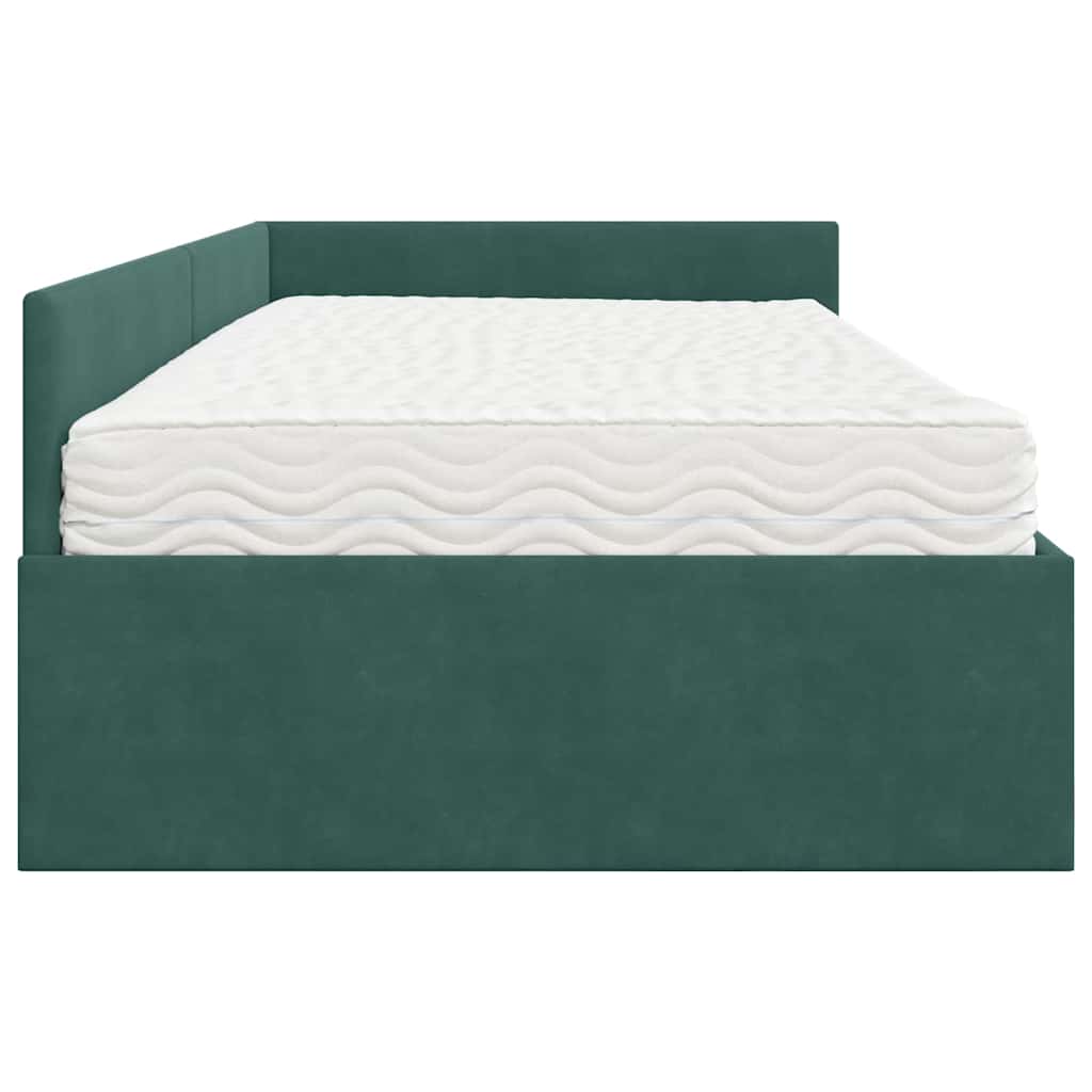 Cadre de lit d'angle avec matelas Autre 2 pcs Vert Velours - XIOS
