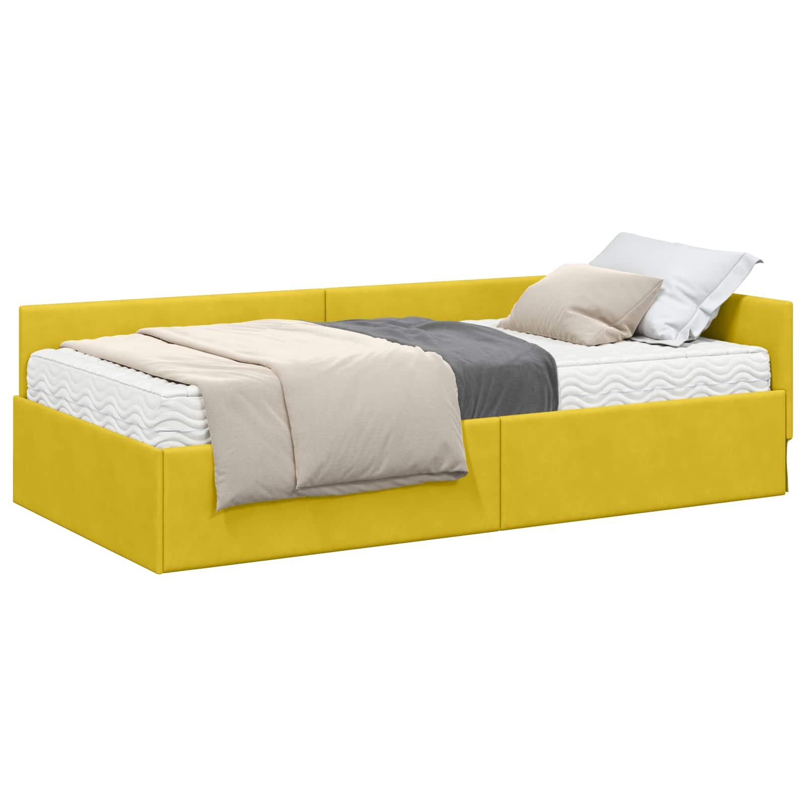 Cadre de lit d'angle avec matelas Autre 2 pcs Vert Velours - XIOS