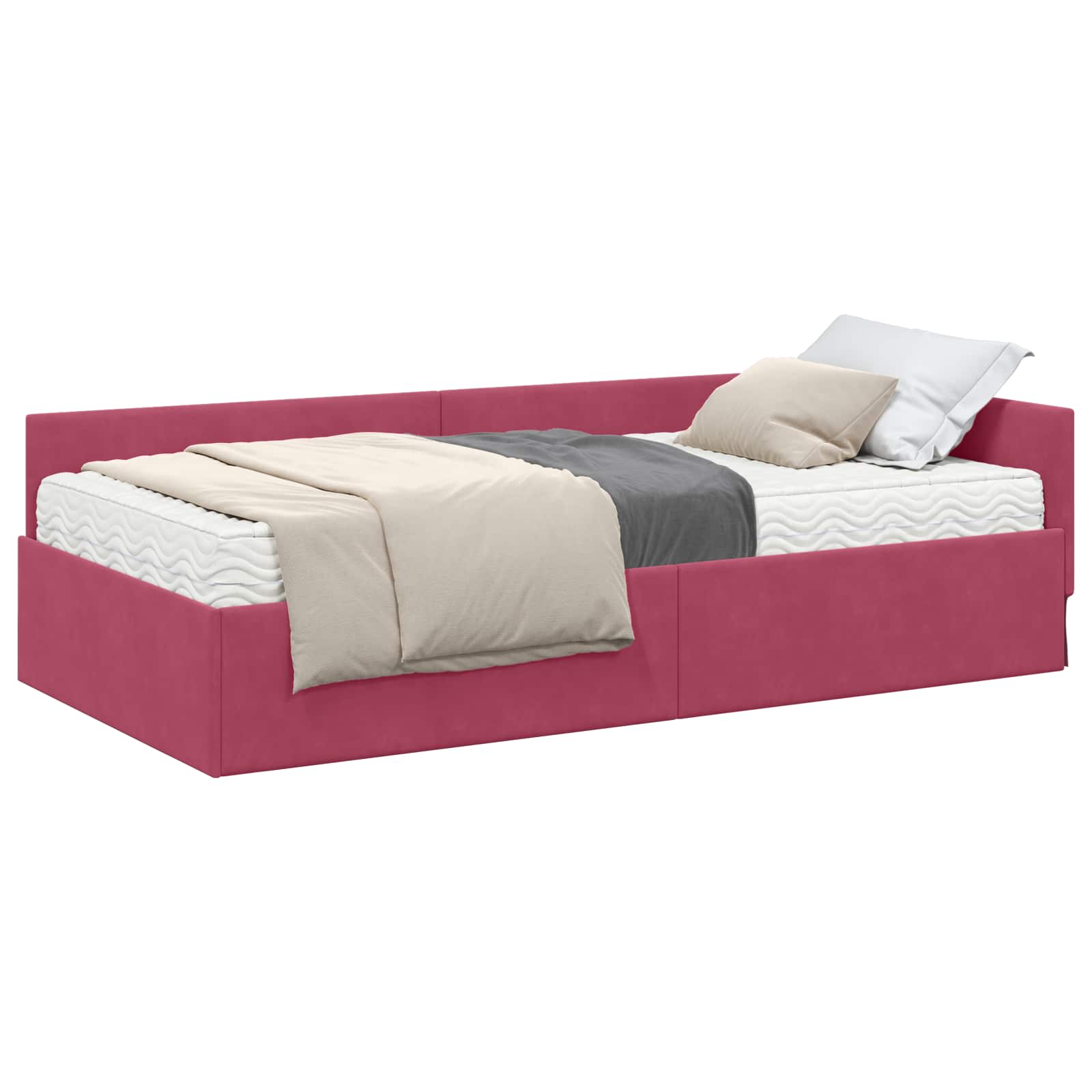 Cadre de lit d'angle avec matelas Autre 2 pc Vert Velours