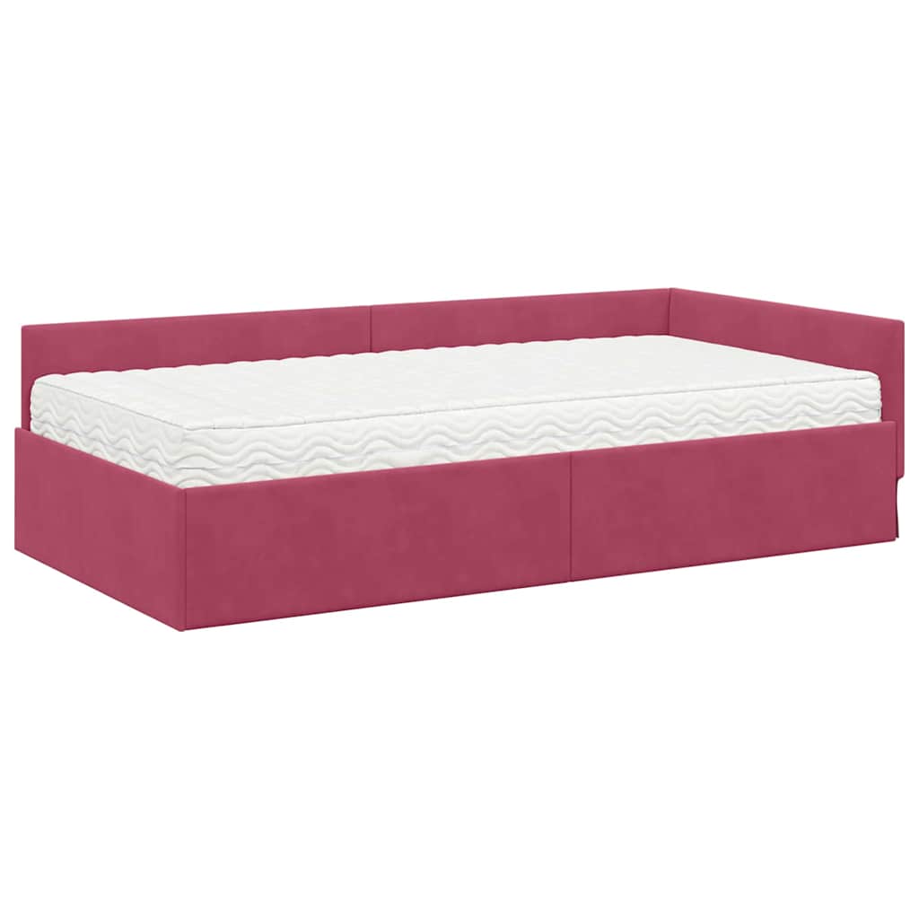 Cadre de lit d'angle avec matelas Autre 2 pc Vert Velours
