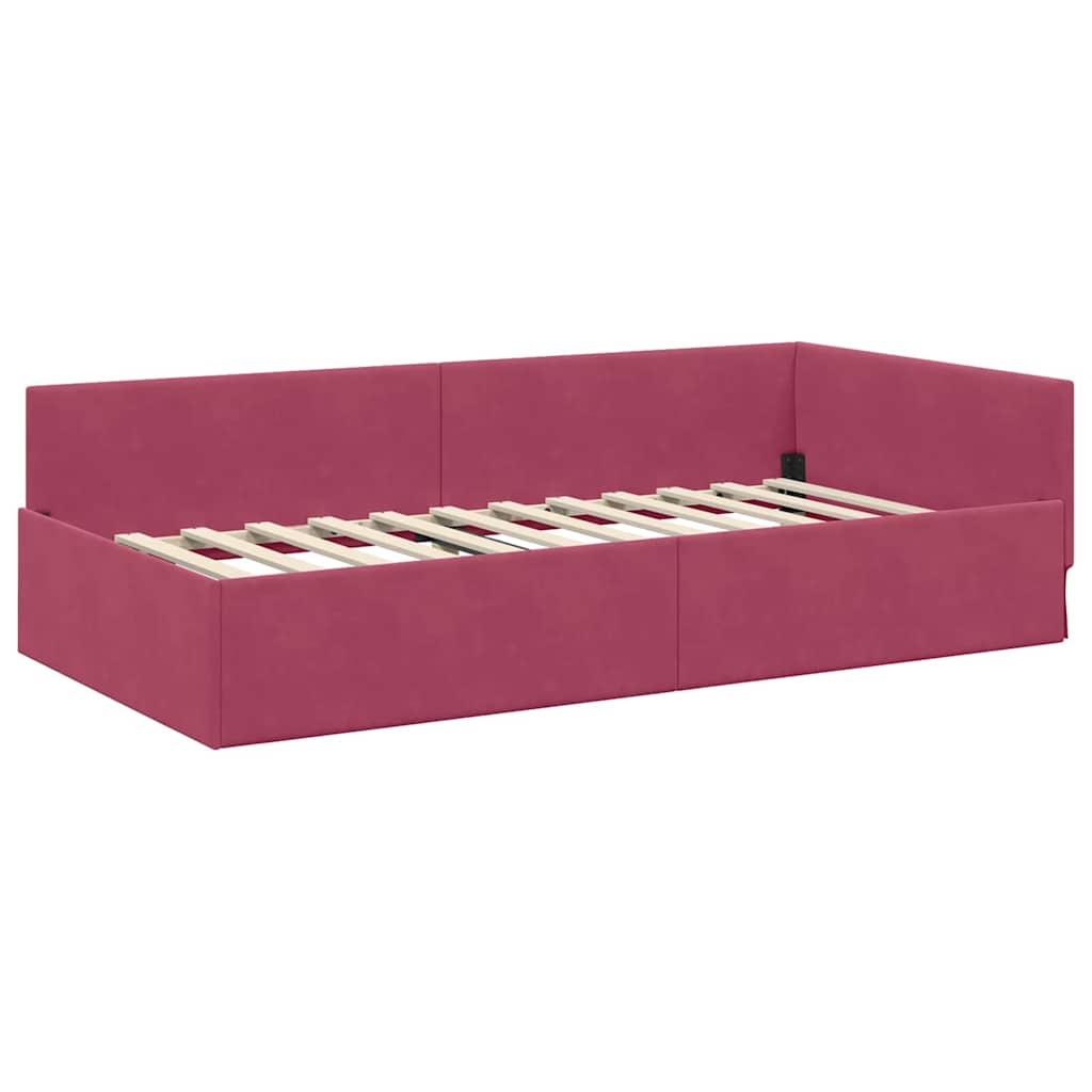 Cadre de lit d'angle avec matelas Autre 2 pc Vert Velours