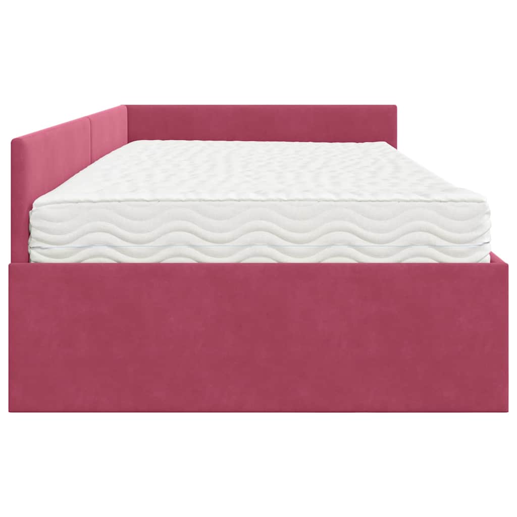 Cadre de lit d'angle avec matelas Autre 2 pc Vert Velours