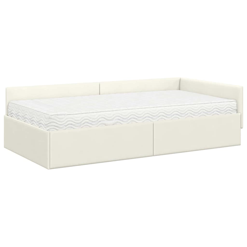 Cadre de lit d'angle avec matelas Autre 2 pcs Crème Velours - XIOS