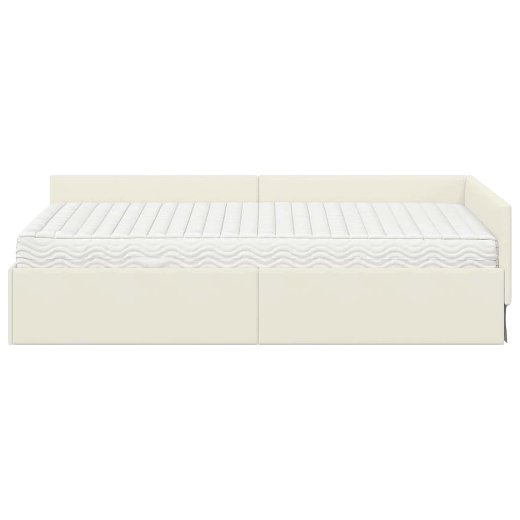 Cadre de lit d'angle avec matelas Autre 2 pcs Crème Velours - XIOS