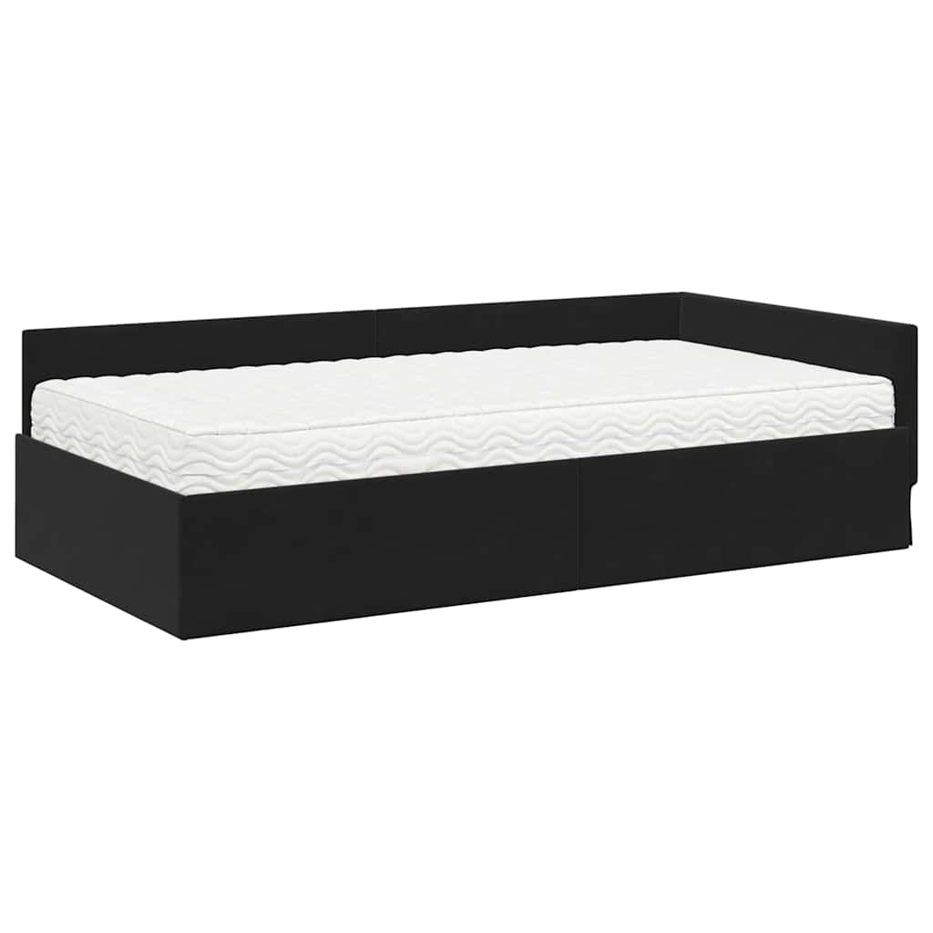 Cadre de lit d'angle avec matelas Autre 2 pcs Noir Velours - XIOS