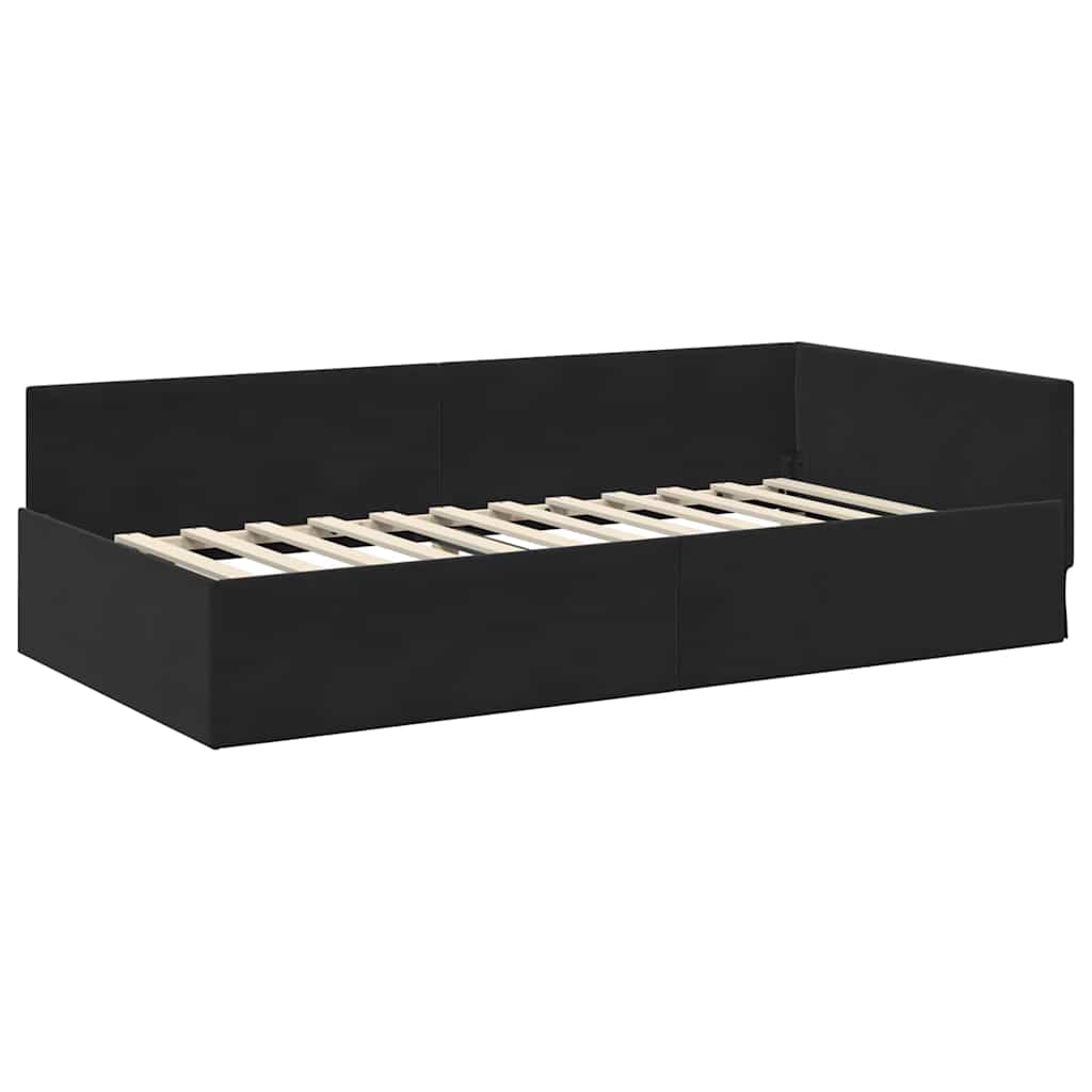 Cadre de lit d'angle avec matelas Autre 2 pcs Noir Velours - XIOS