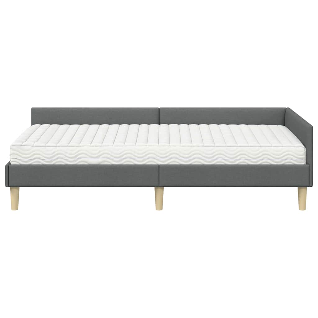Cadre de lit d'angle avec matelas avec matelas 2 pcs Gris tissu - XIOS