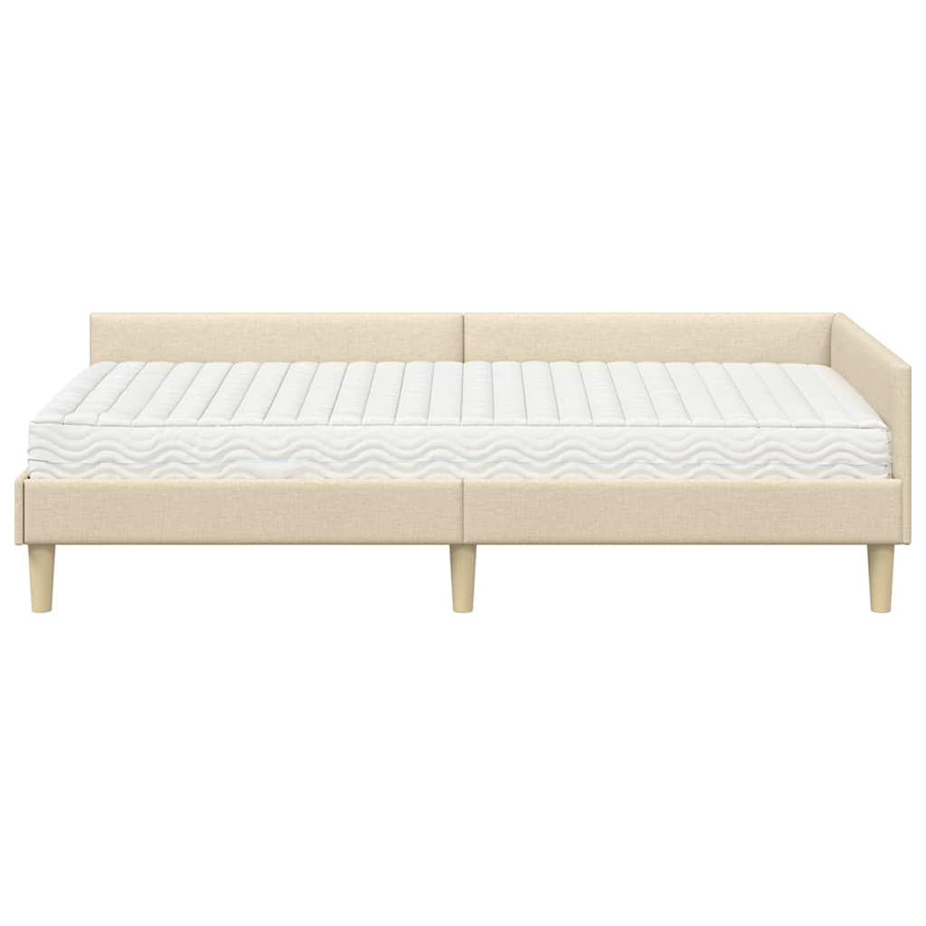 Cadre de lit d'angle avec matelas 2 pcs Crème tissu - XIOS