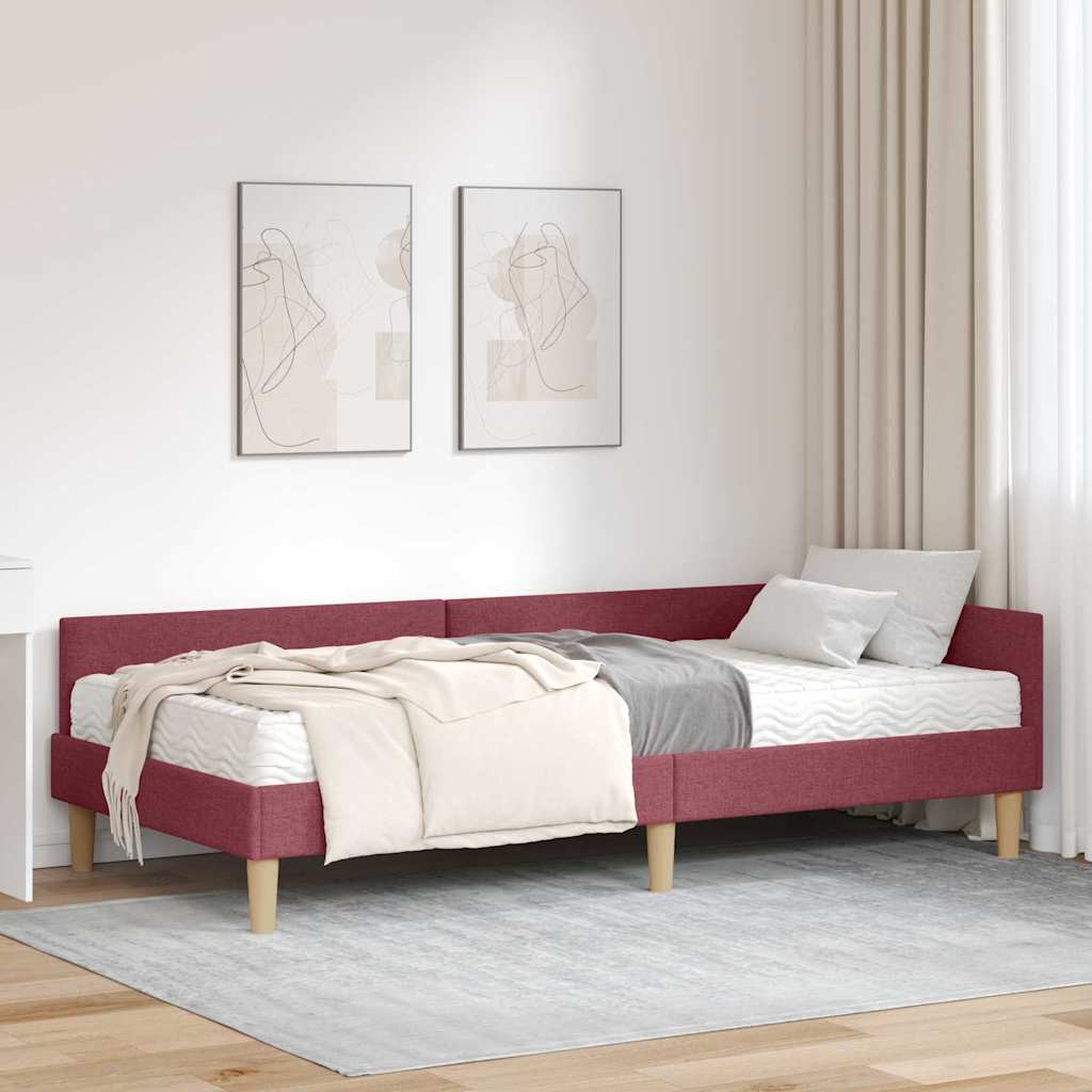 Cadre de lit d'angle avec matelas avec matelas 2 pcs Gris tissu - XIOS