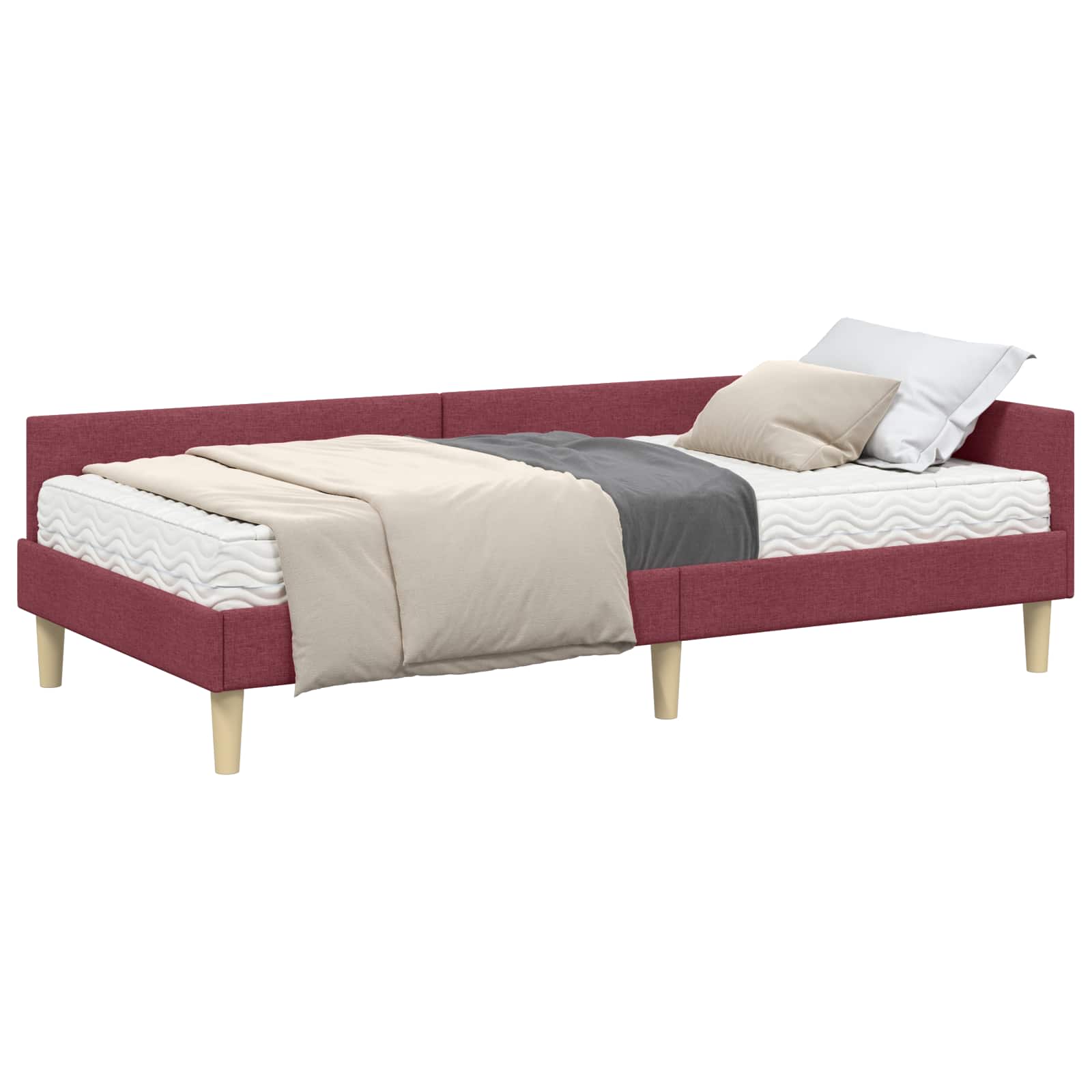 Cadre de lit d'angle avec matelas avec matelas 2 pcs Gris tissu - XIOS