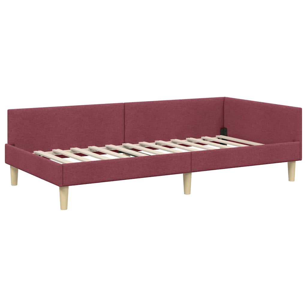 Cadre de lit d'angle avec matelas avec matelas 2 pcs Gris tissu - XIOS