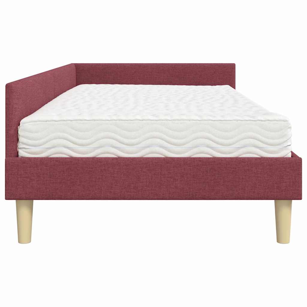 Cadre de lit d'angle avec matelas avec matelas 2 pcs Gris tissu - XIOS
