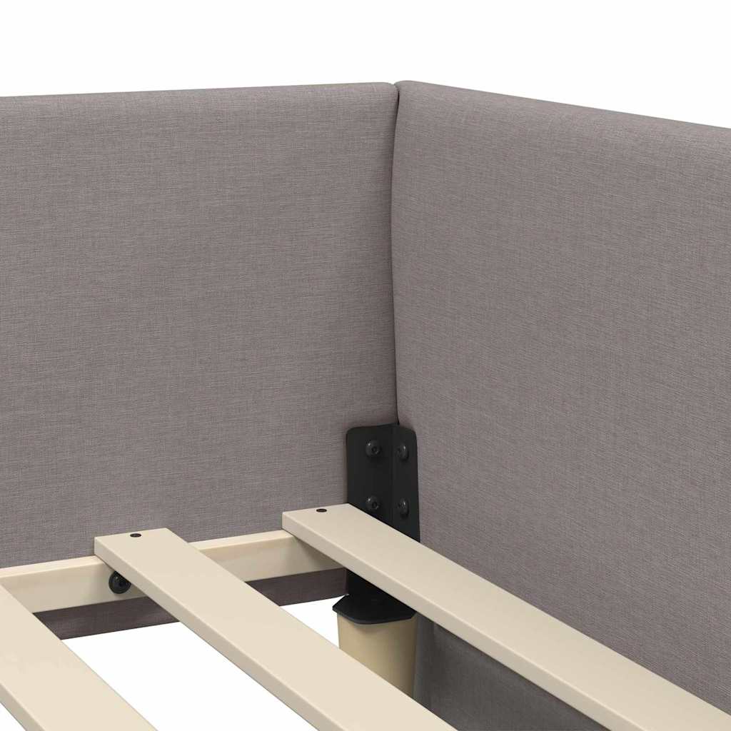 Cadre de lit d'angle avec matelas Autre 2 pièces Taupe tissu