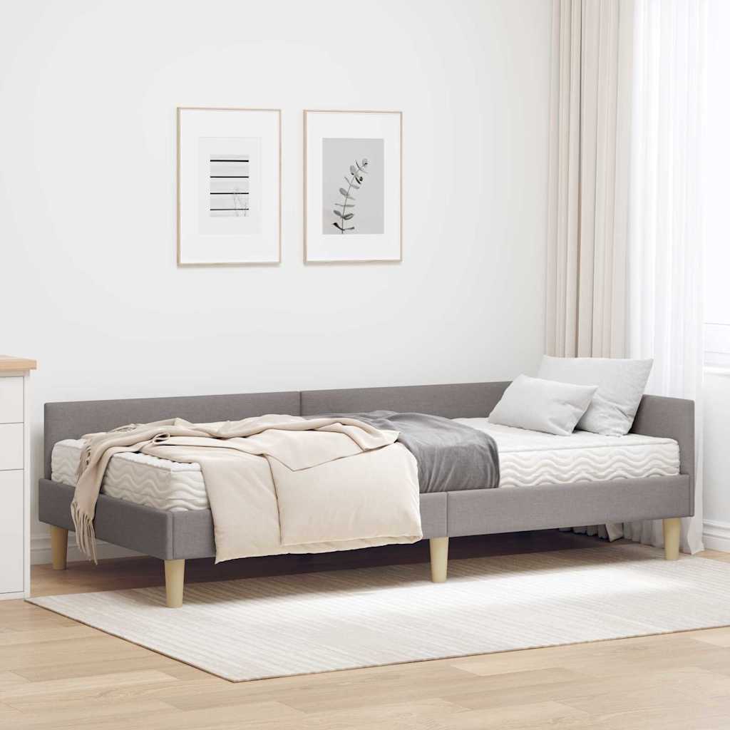 Cadre de lit d'angle avec matelas Autre 2 pièces Taupe tissu