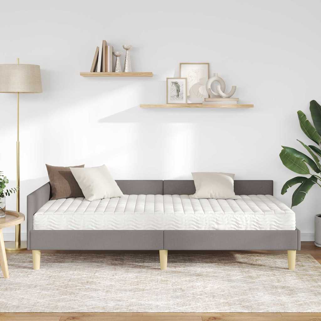 Cadre de lit d'angle avec matelas Autre 2 pièces Taupe tissu