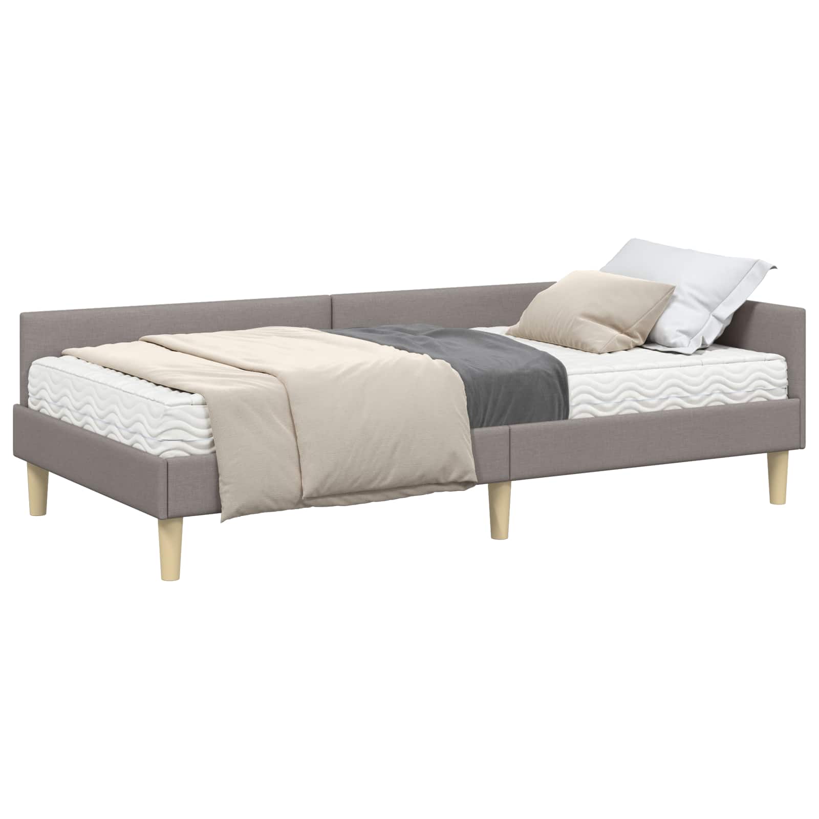 Cadre de lit d'angle avec matelas Autre 2 pièces Taupe tissu