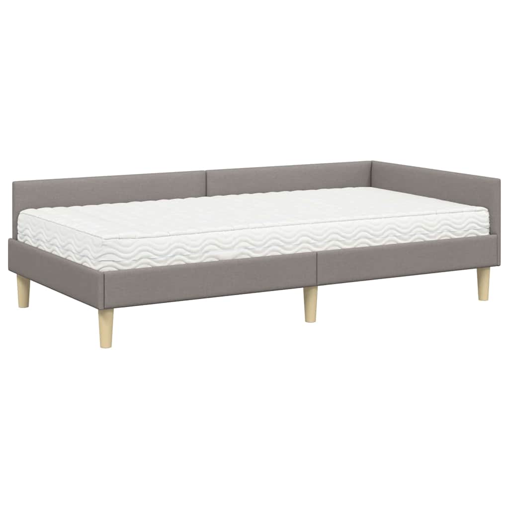 Cadre de lit d'angle avec matelas Autre 2 pièces Taupe tissu