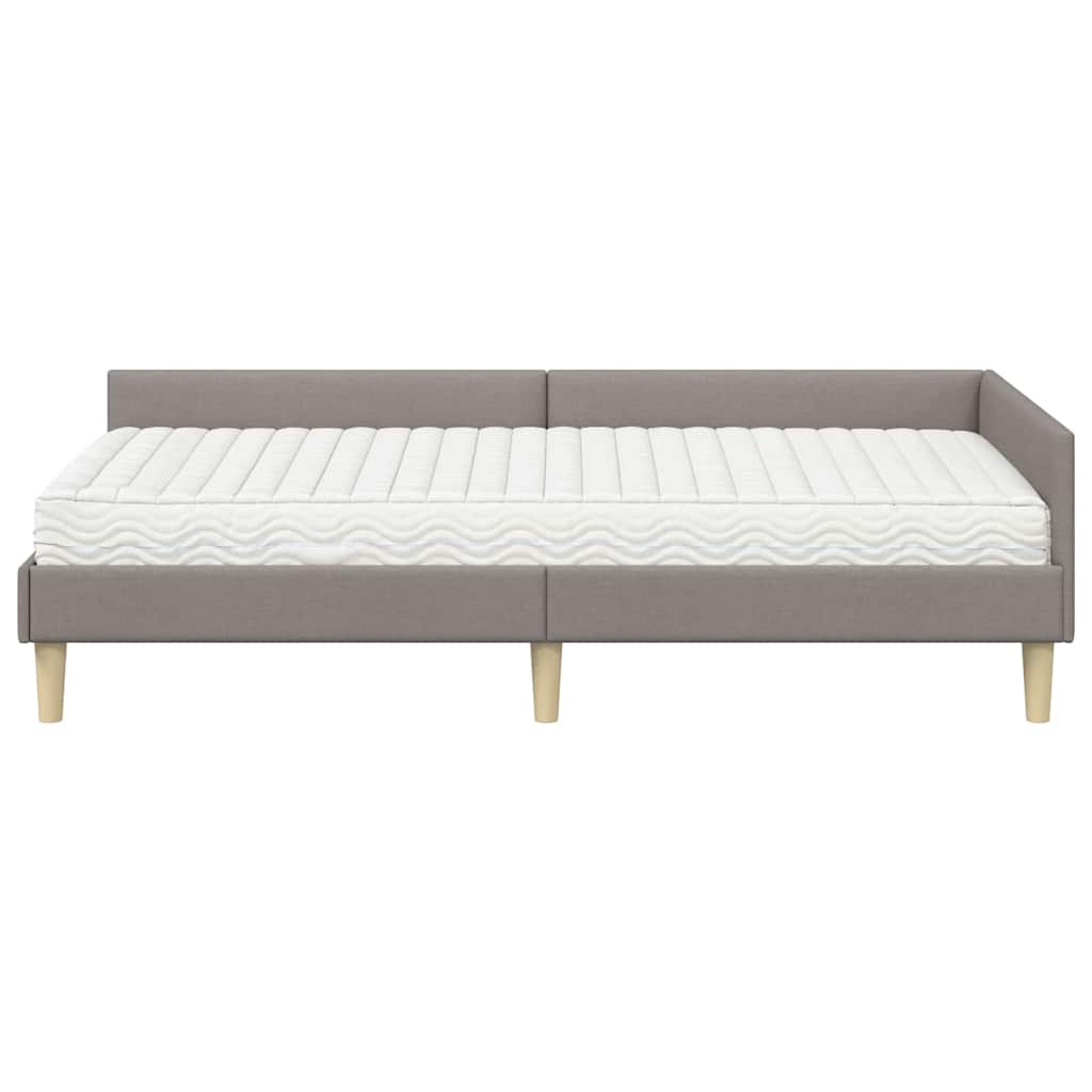 Cadre de lit d'angle avec matelas Autre 2 pièces Taupe tissu