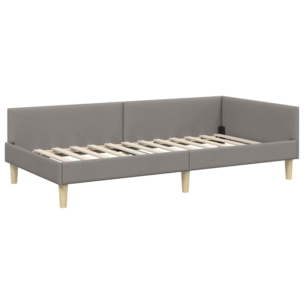 Cadre de lit d'angle avec matelas Autre 2 pièces Taupe tissu
