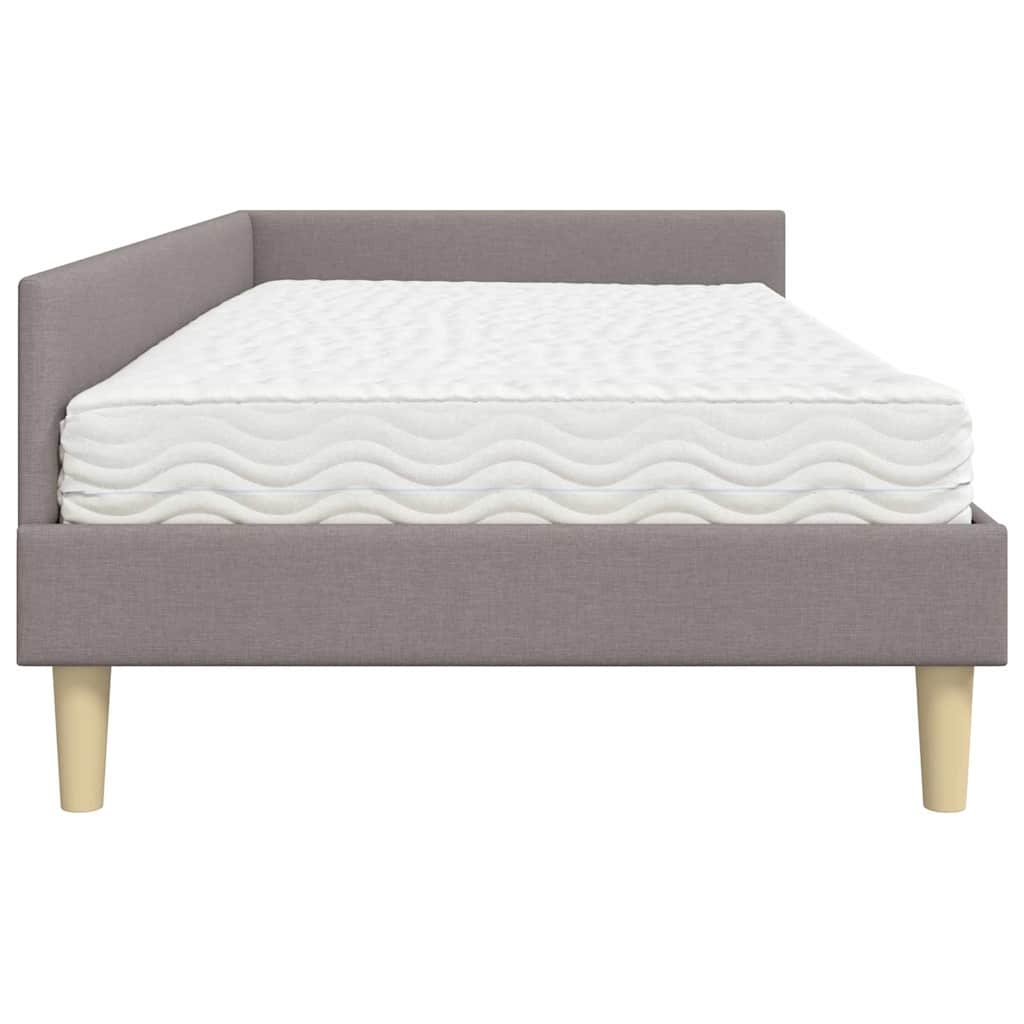 Cadre de lit d'angle avec matelas Autre 2 pièces Taupe tissu