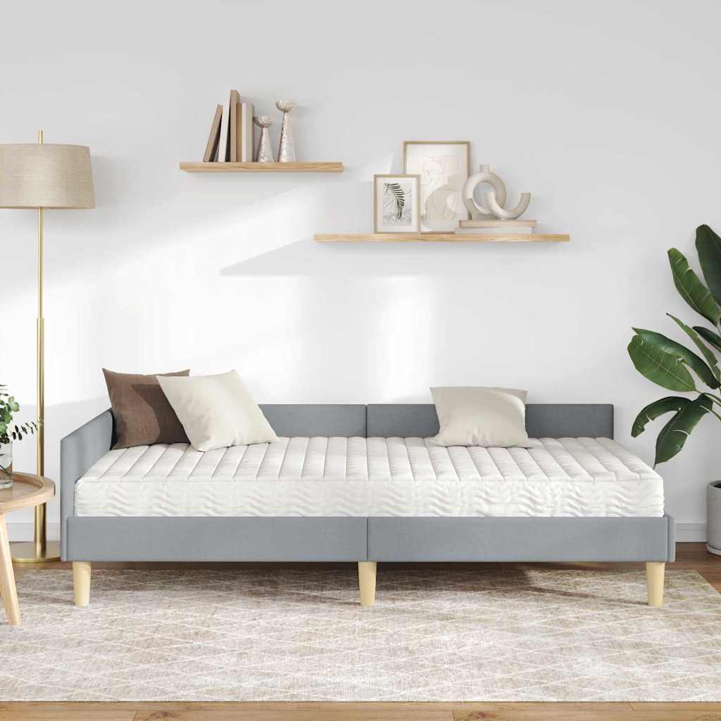 Cadre de lit d'angle avec matelas 2 pcs Gris clair tissu - XIOS