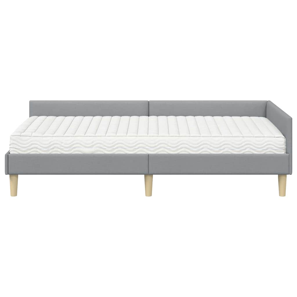 Cadre de lit d'angle avec matelas 2 pcs Gris clair tissu - XIOS