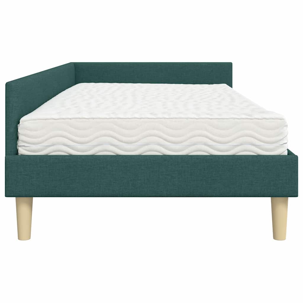 Cadre de lit d'angle avec matelas avec matelas 2 pcs Vert tissu - XIOS