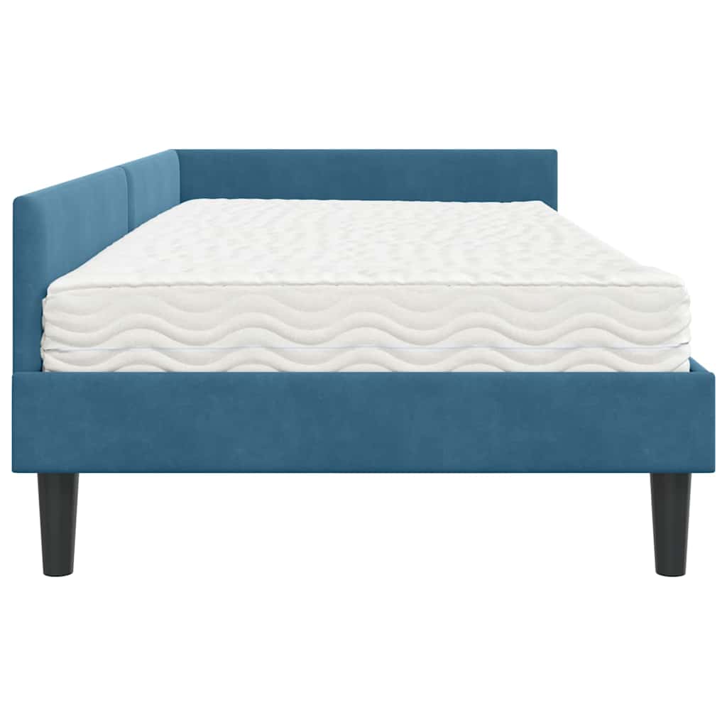 Cadre de lit d'angle avec matelas Autre 2 pcs Bleu Velours - XIOS