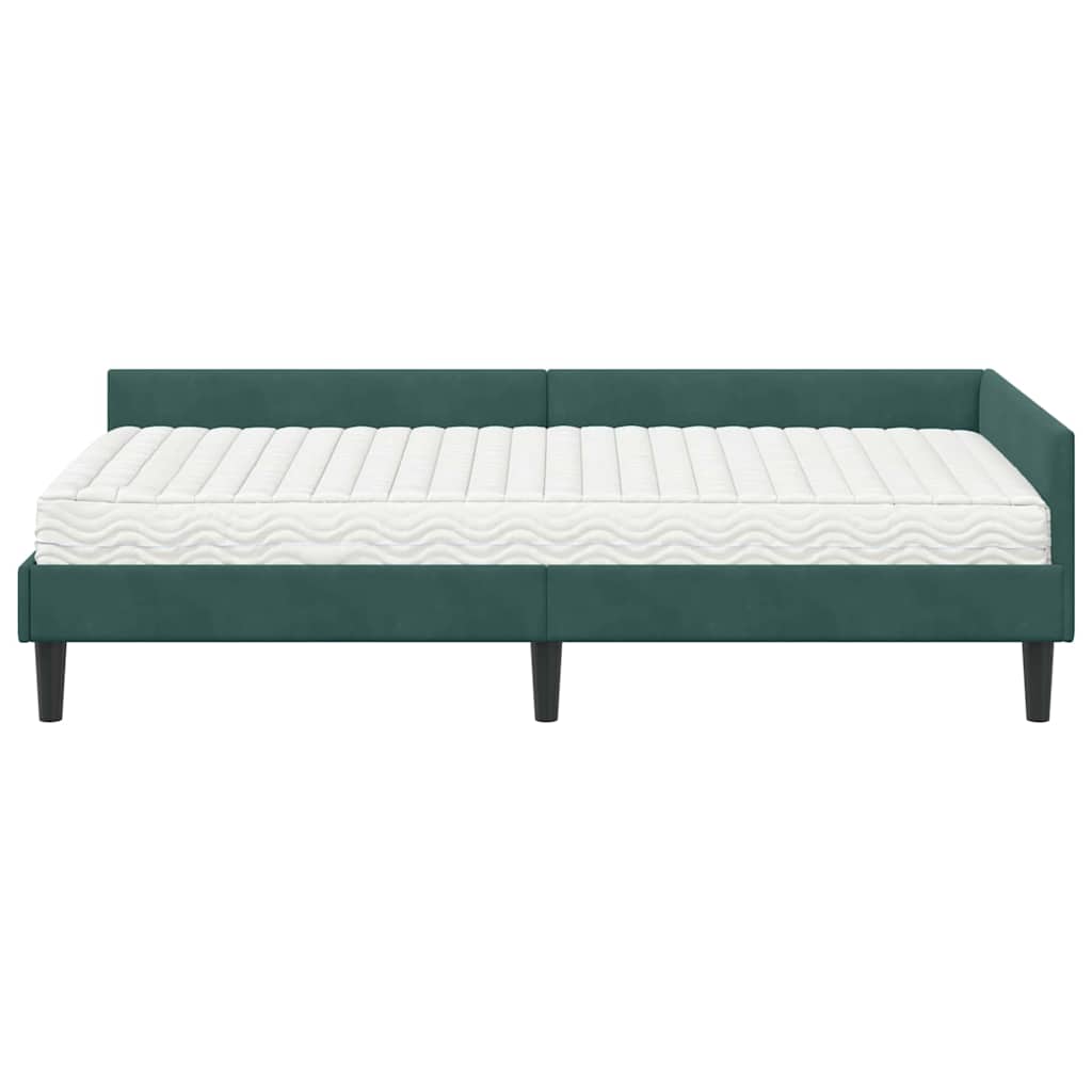 Cadre de lit d'angle avec matelas Autre 2 pcs Vert Velours - XIOS