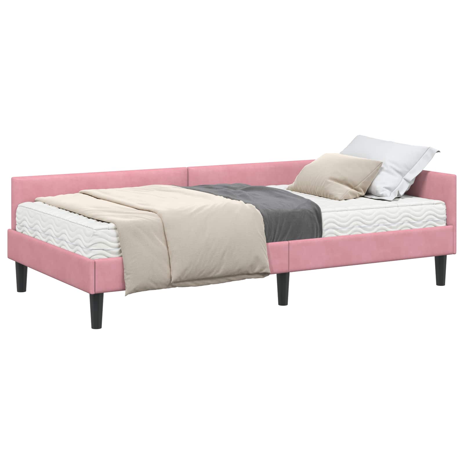 Cadre de lit d'angle avec matelas Autre 2 pcs Gris Velours - XIOS