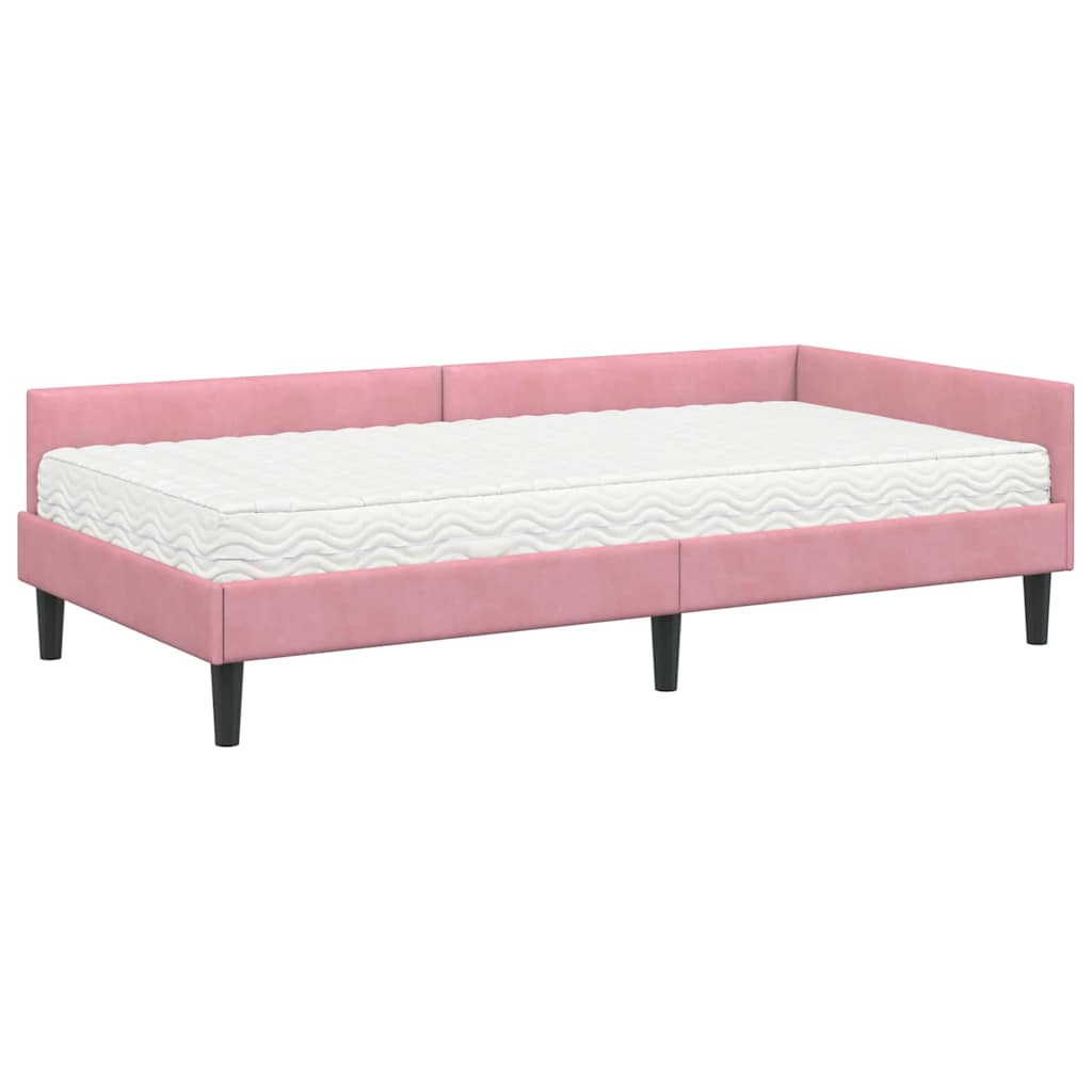 Cadre de lit d'angle avec matelas Autre 2 pcs Gris Velours - XIOS