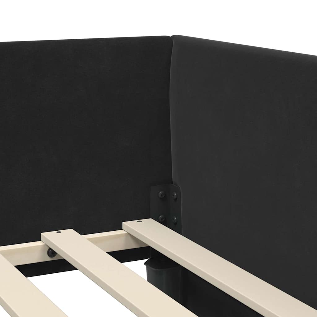 Cadre de lit d'angle avec matelas Autre 2 pcs Noir Velours - XIOS