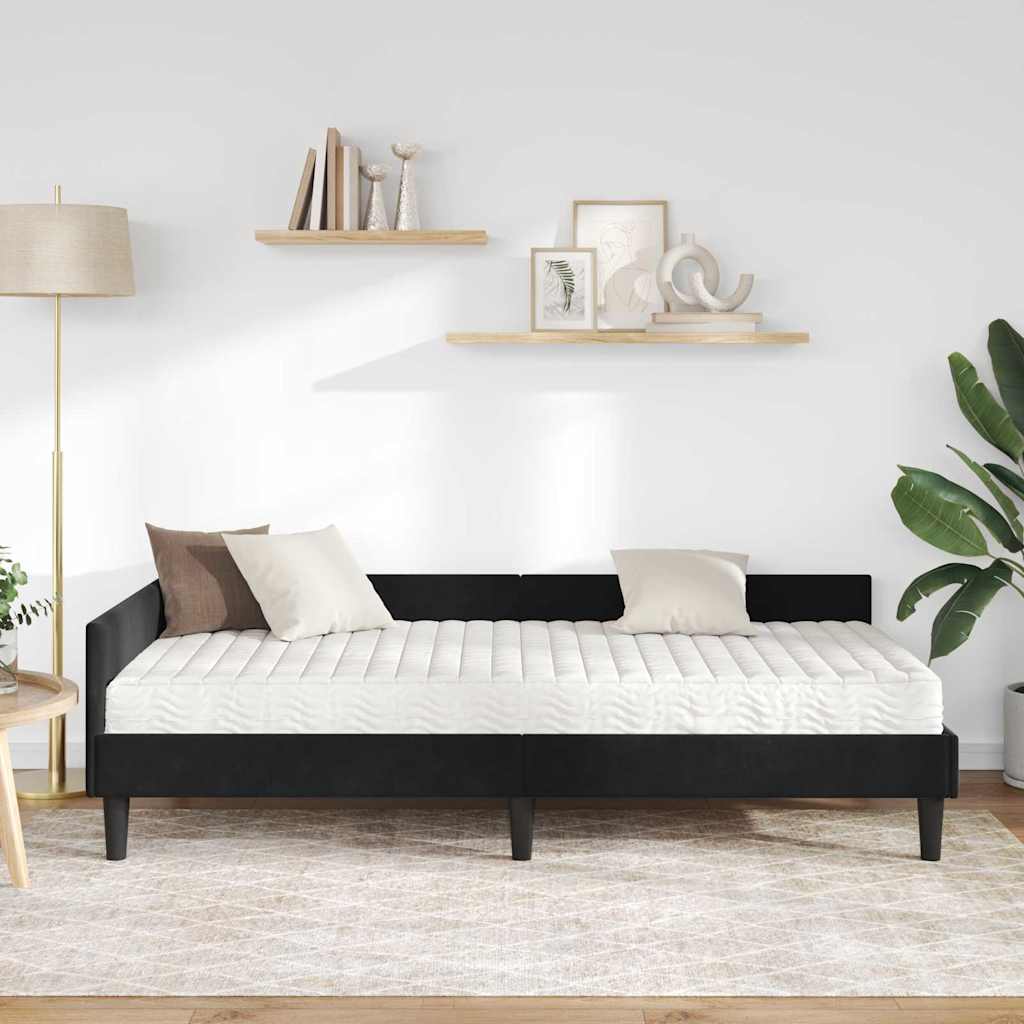 Cadre de lit d'angle avec matelas Autre 2 pcs Noir Velours - XIOS