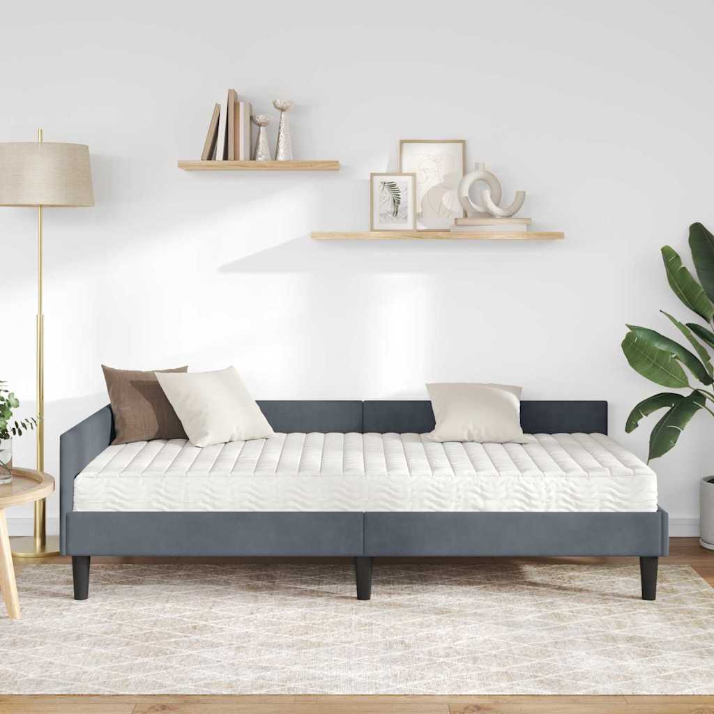 Cadre de lit d'angle avec matelas Autre 2 pcs Gris Velours - XIOS