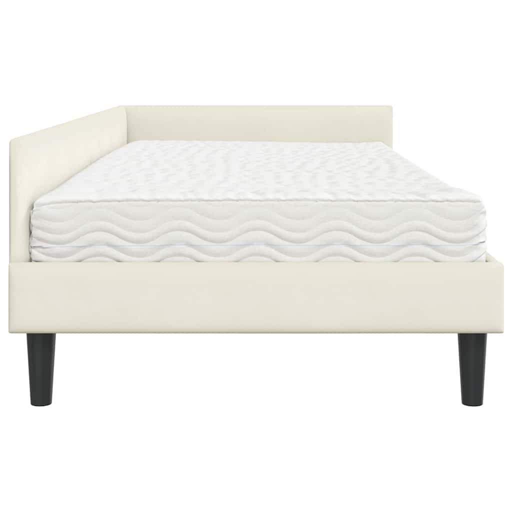 Cadre de lit d'angle avec matelas Autre 2 pcs Crème Velours - XIOS