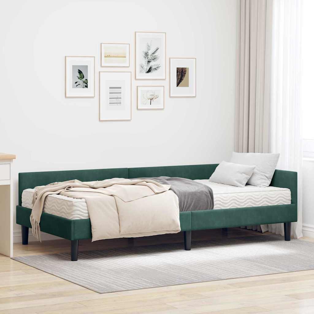 Cadre de lit d'angle avec matelas Autre 2 pcs Vert Velours - XIOS