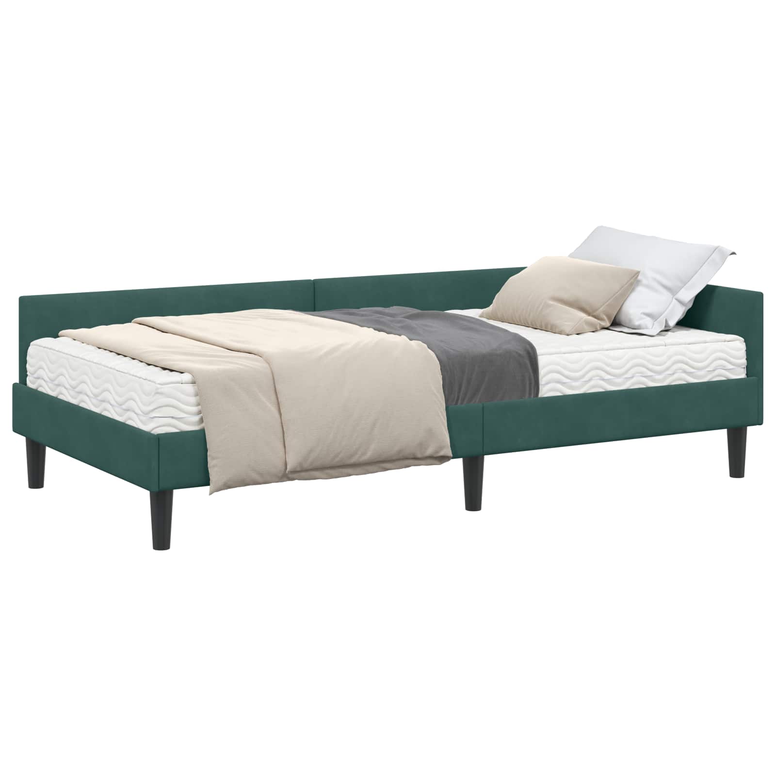 Cadre de lit d'angle avec matelas Autre 2 pcs Vert Velours - XIOS