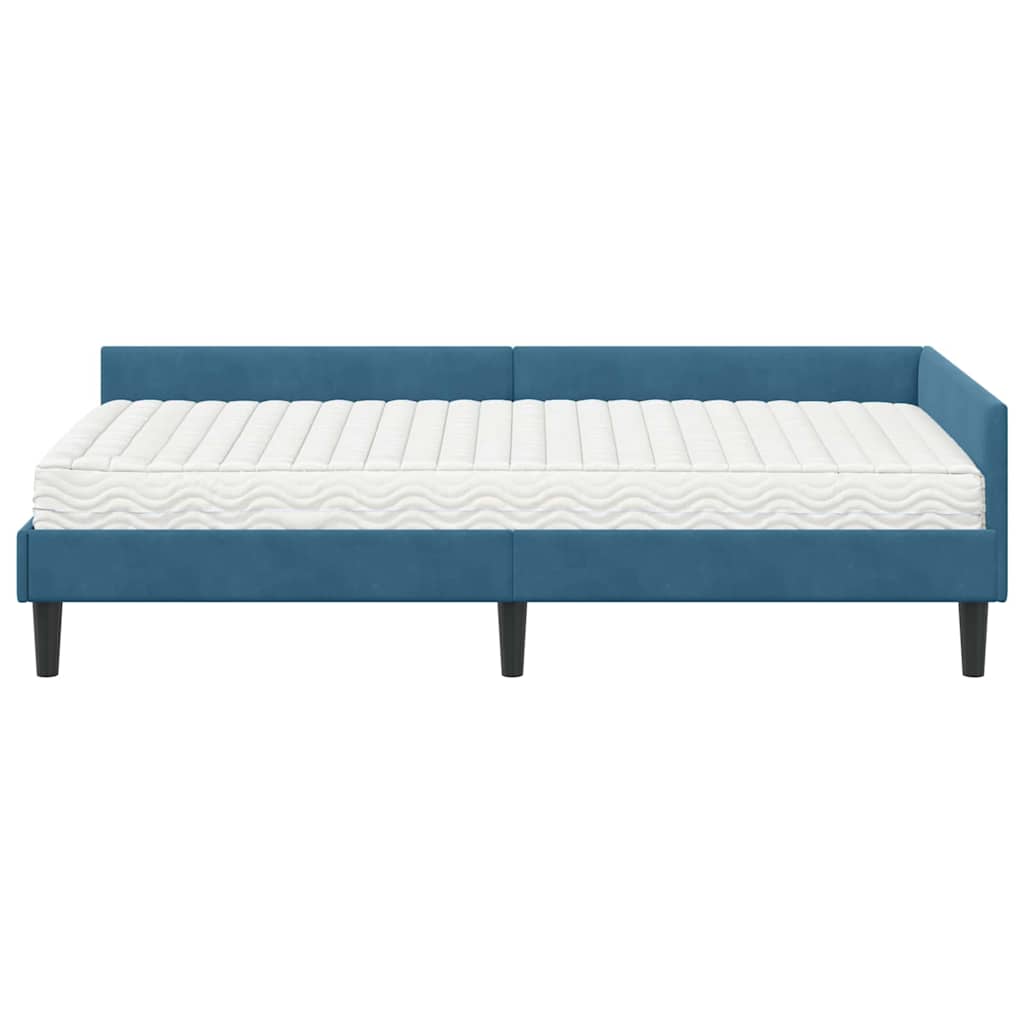 Cadre de lit d'angle avec matelas Autre 2 pcs Bleu Velours - XIOS