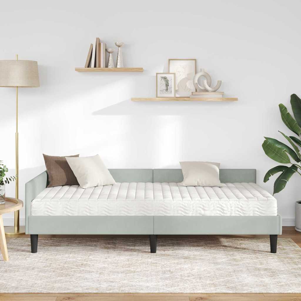 Cadre de lit d'angle avec matelas 2 pcs Gris clair Velours - XIOS