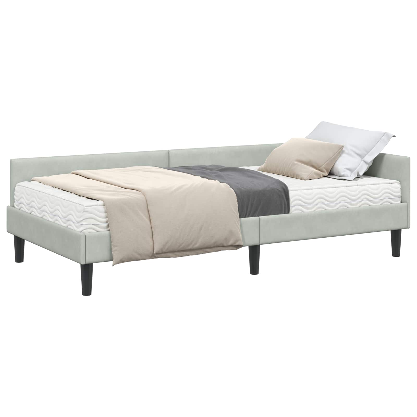 Cadre de lit d'angle avec matelas 2 pcs Gris clair Velours - XIOS
