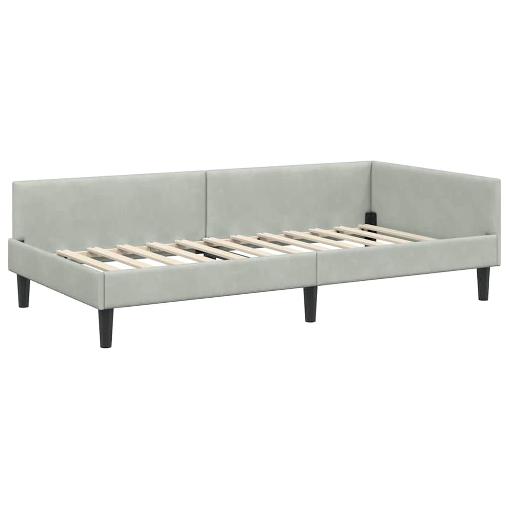 Cadre de lit d'angle avec matelas 2 pcs Gris clair Velours - XIOS